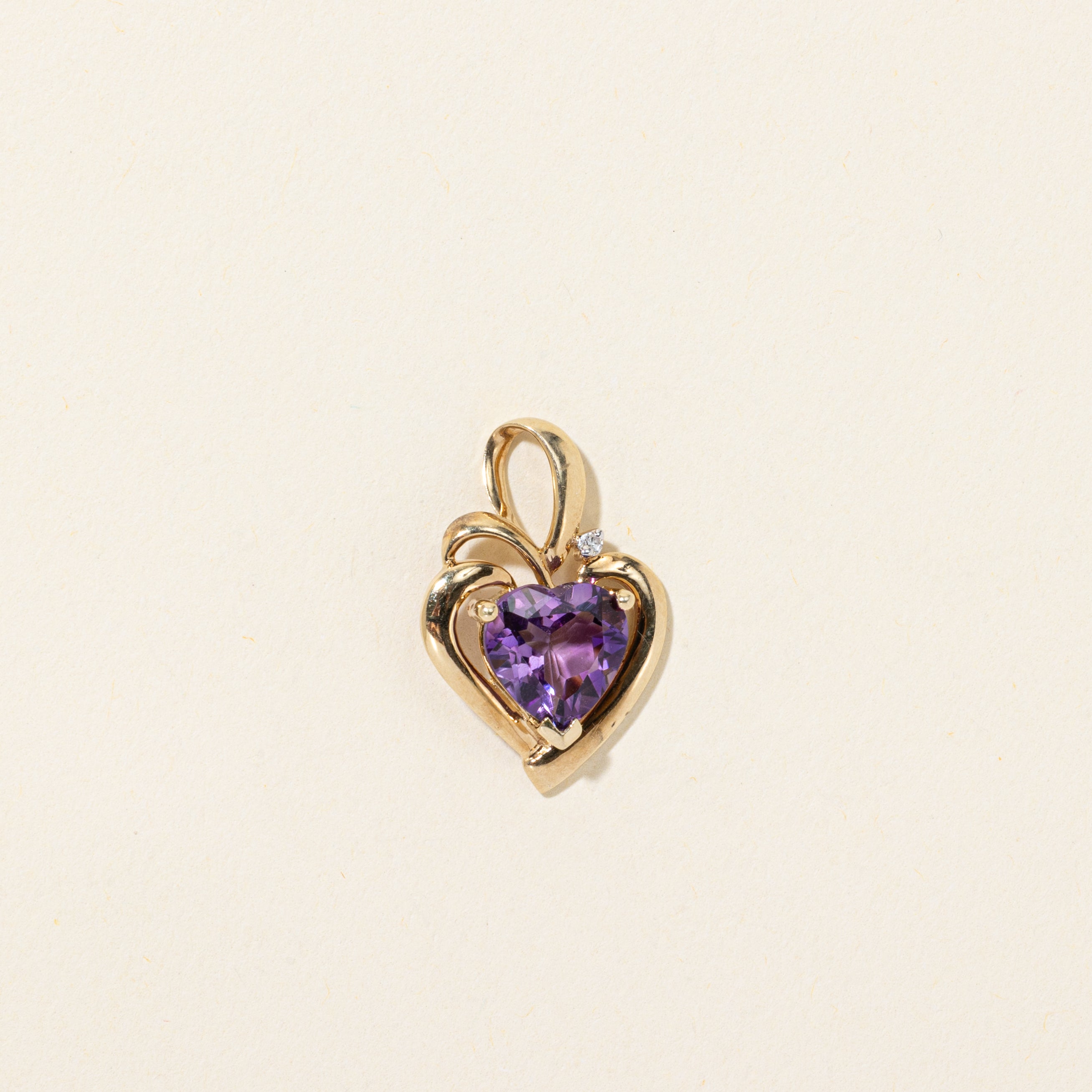 Amethyst & Diamond Openwork Heart Pendant | 1.75ct, 0.01ct