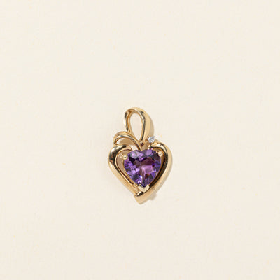 Amethyst & Diamond Openwork Heart Pendant | 1.75ct, 0.01ct
