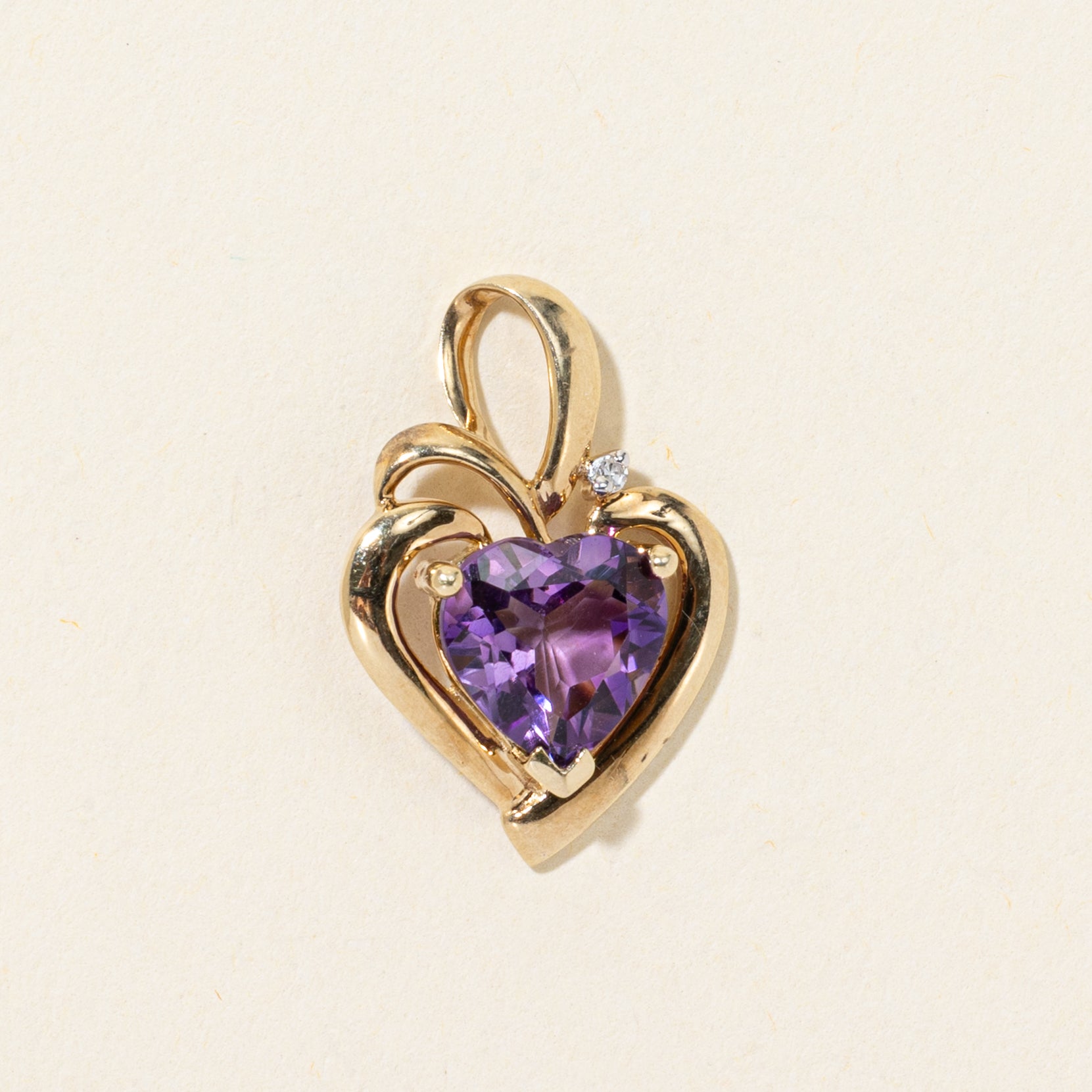 Amethyst & Diamond Openwork Heart Pendant | 1.75ct, 0.01ct