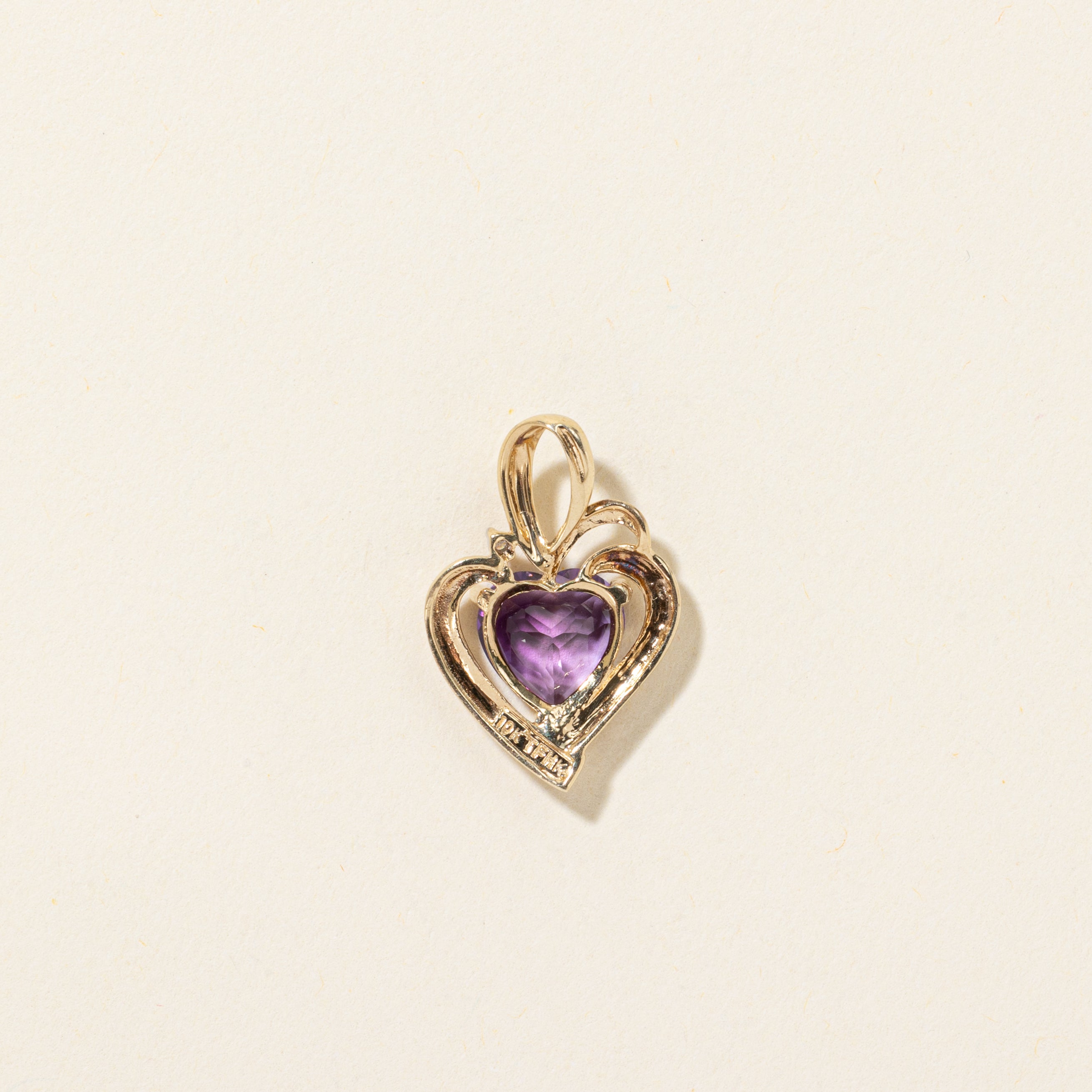 Amethyst & Diamond Openwork Heart Pendant | 1.75ct, 0.01ct