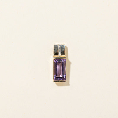 Baguette Cut Amethyst & Diamond Column Pendant | 2.50ct, 0.01ctw