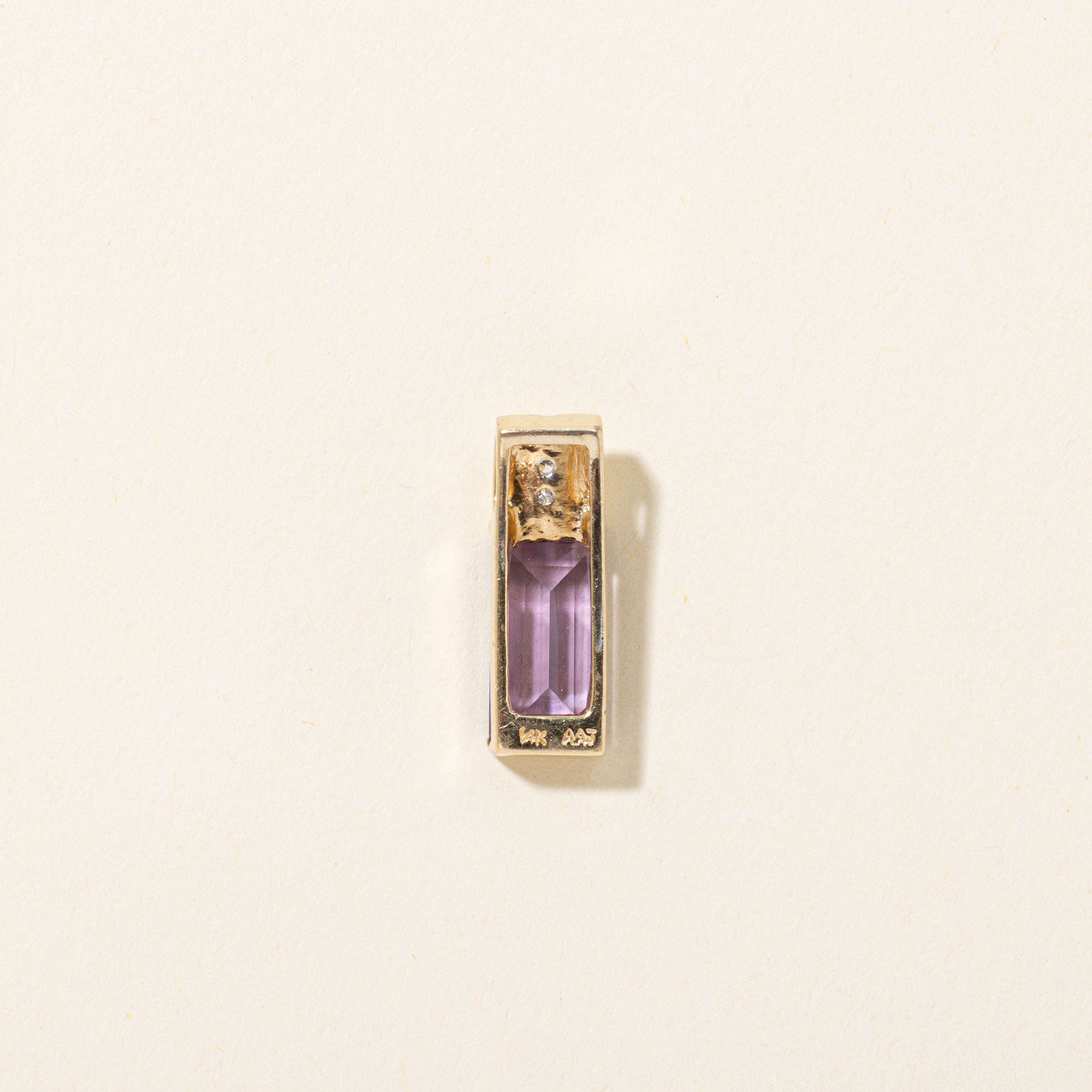 Baguette Cut Amethyst & Diamond Column Pendant | 2.50ct, 0.01ctw