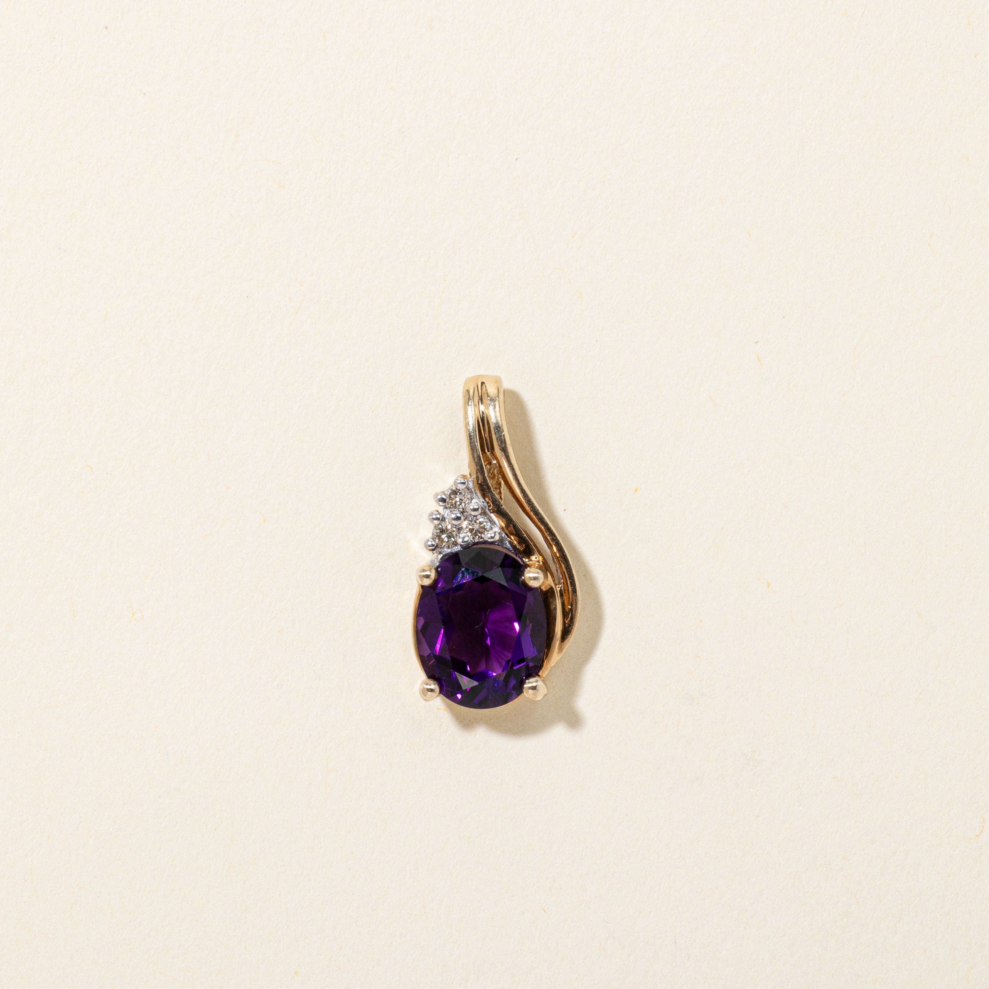 Amethyst & Diamond Teardrop Pendant | 2.50ct, 0.06ctw