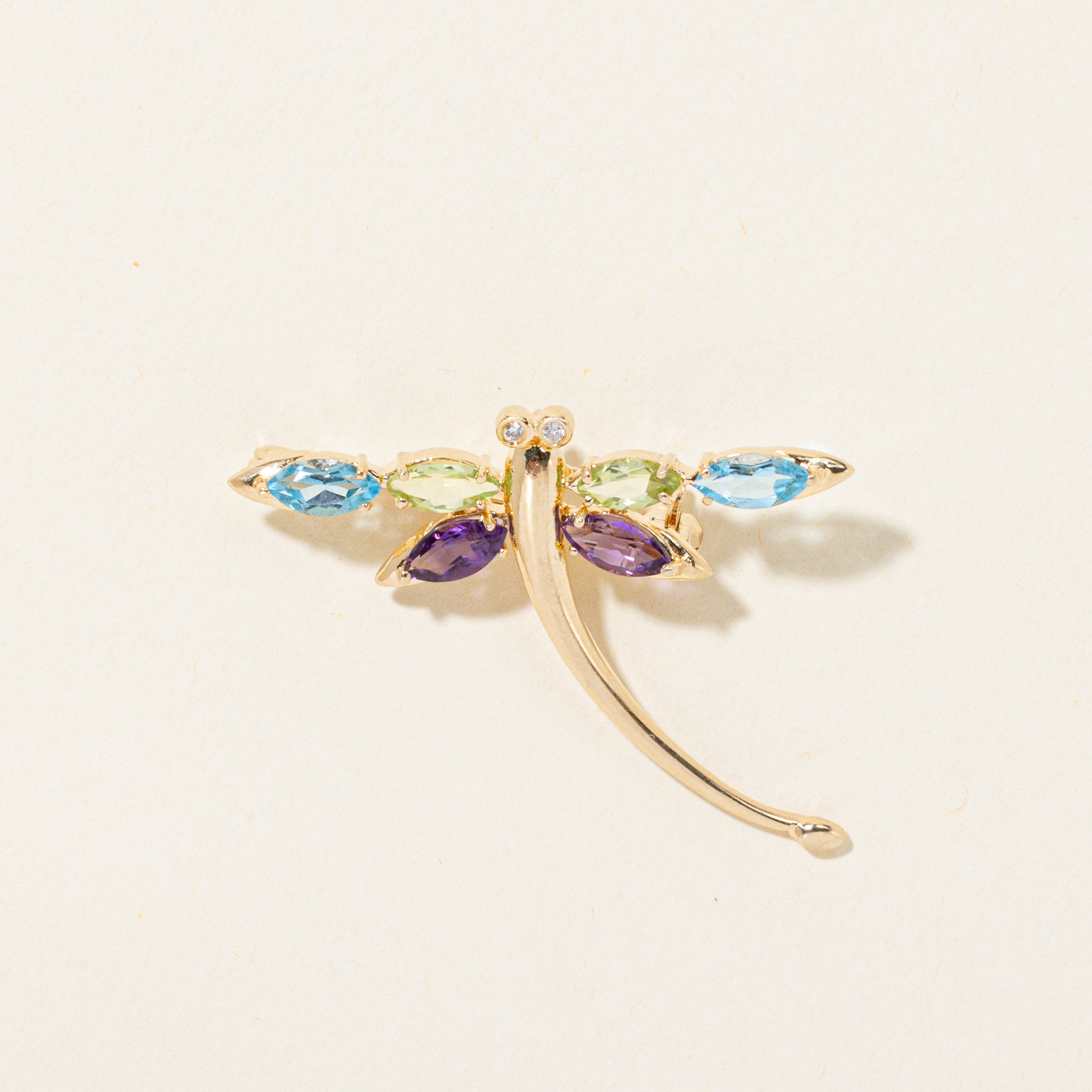 Coloured Gemstones & Diamond Dragonfly Convertible Pendant Brooch | 1.14ctw, 0.01ctw