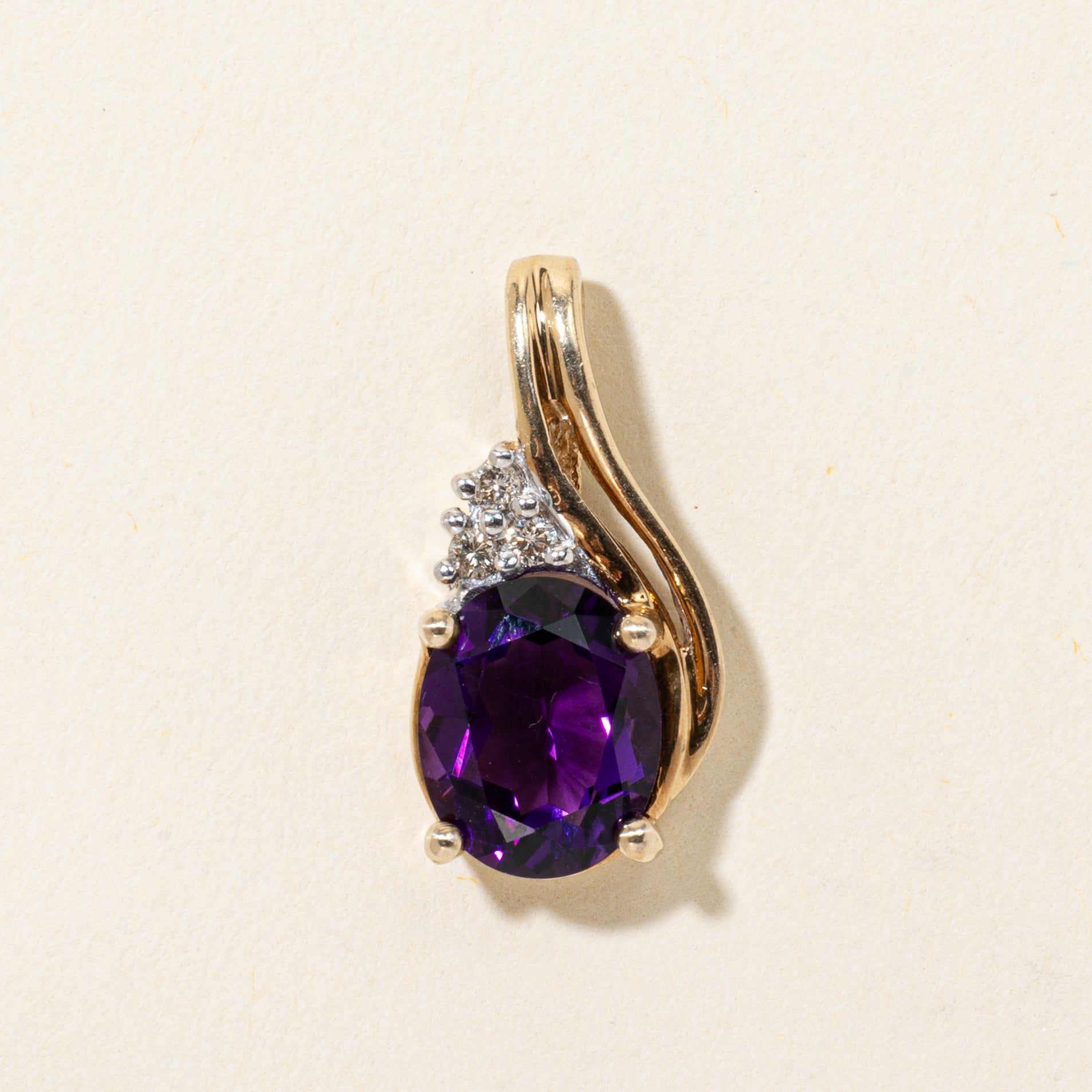 Amethyst & Diamond Teardrop Pendant | 2.50ct, 0.06ctw
