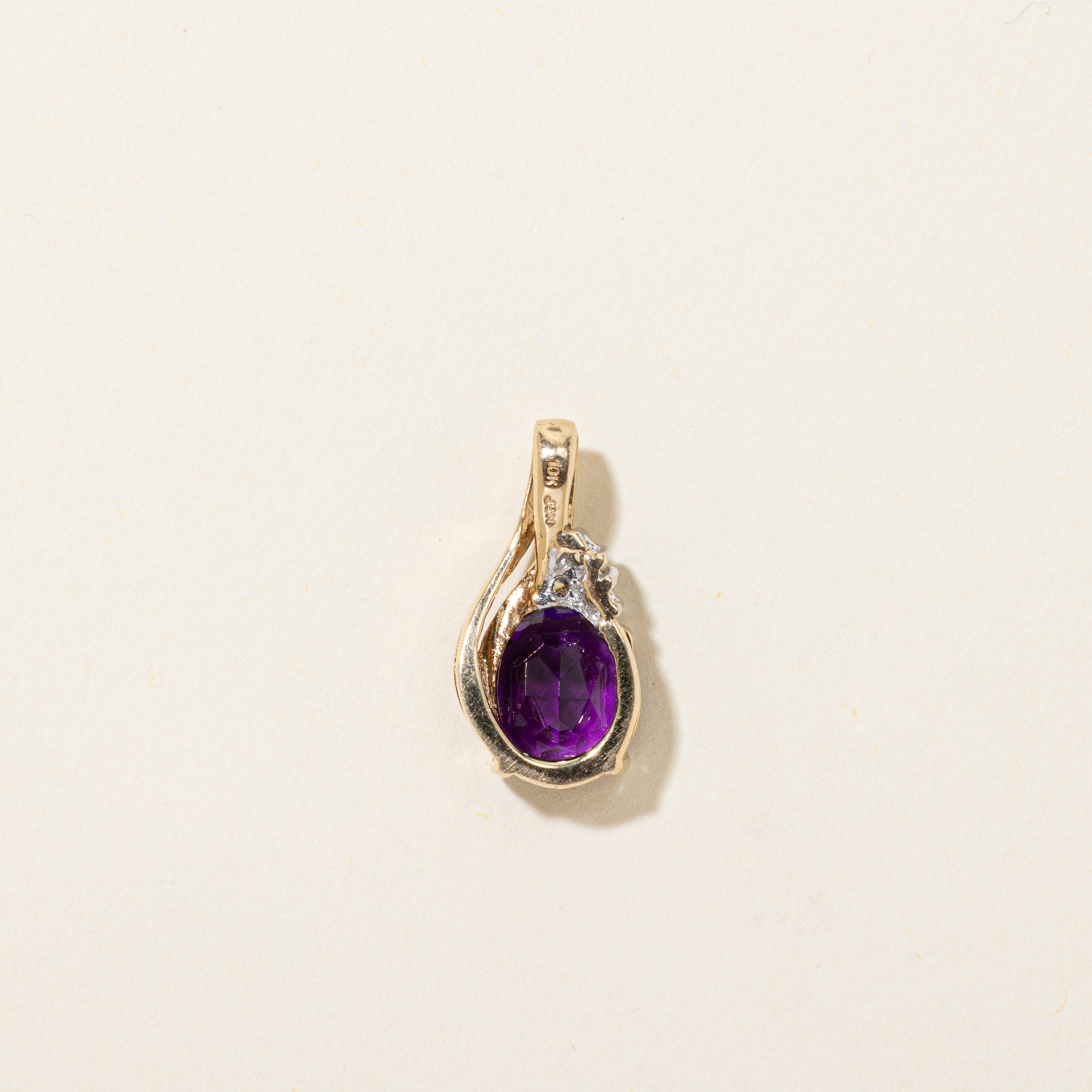 Amethyst & Diamond Teardrop Pendant | 2.50ct, 0.06ctw