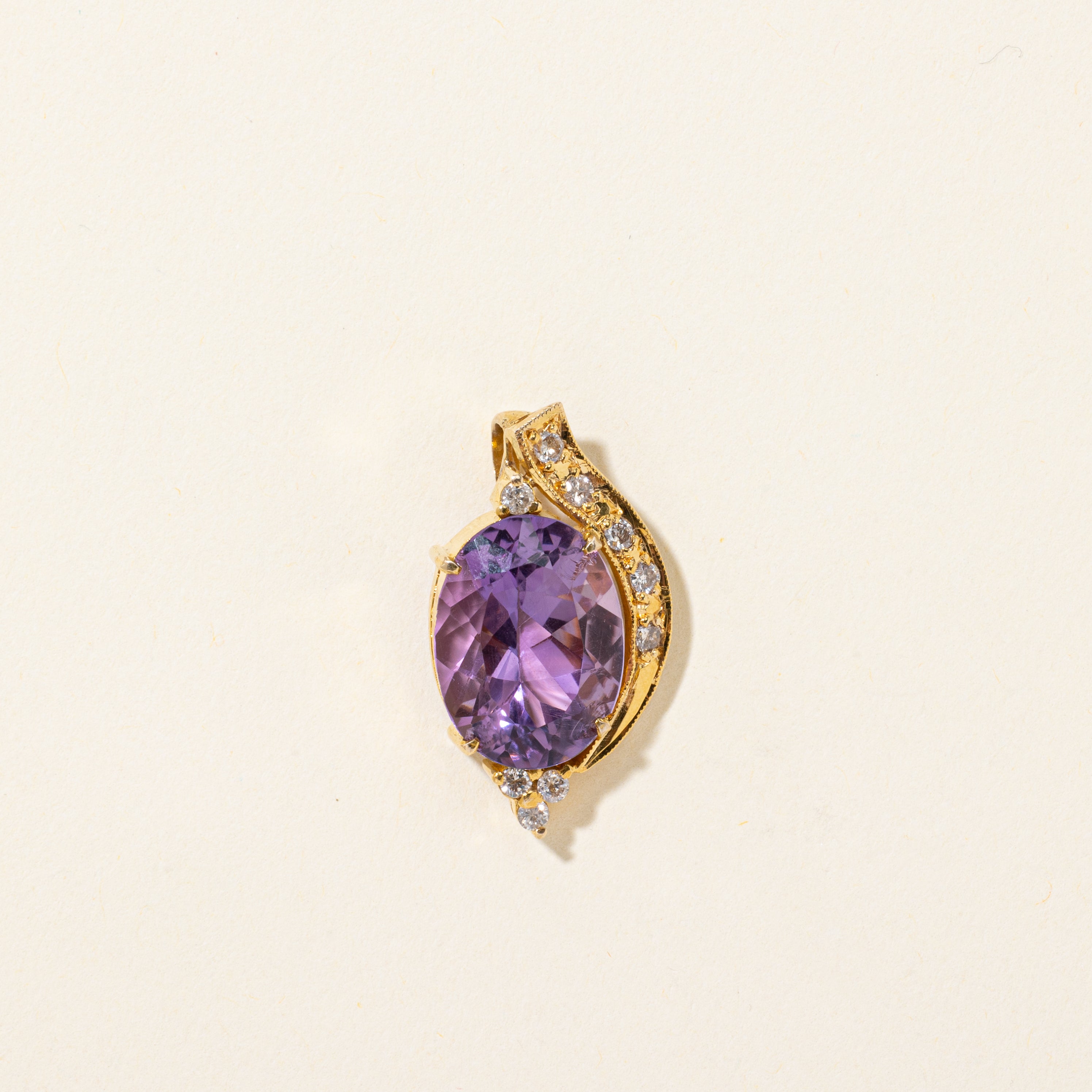 Amethyst & Diamond Waterfall Pendant | 9.00ct, 0.27ctw