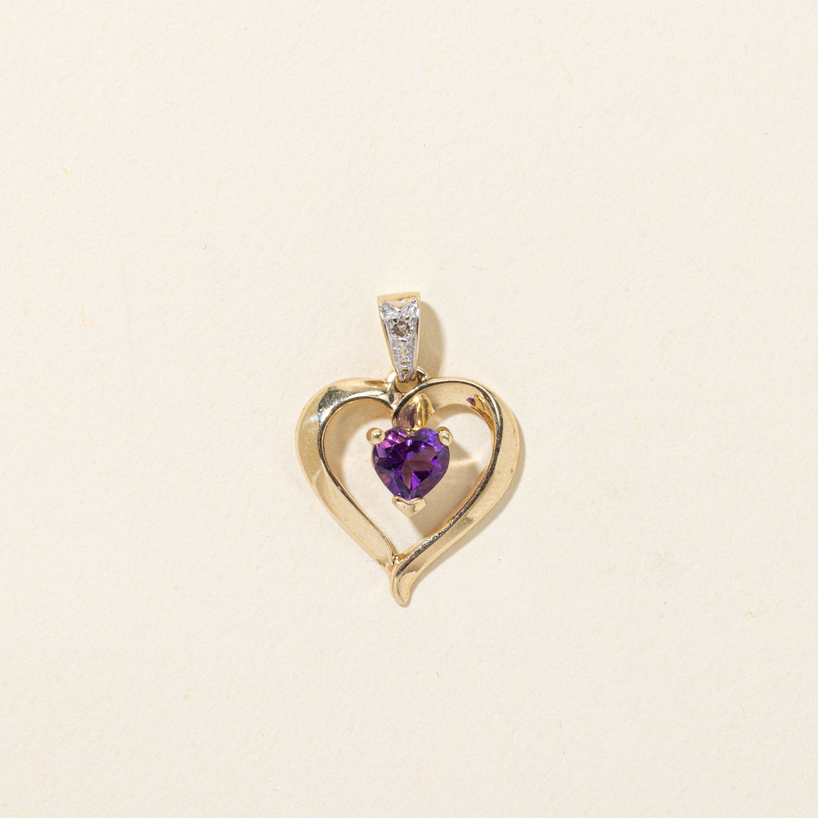 Amethyst & Diamond Open Heart Pendant | 0.40ct, 0.01ctw