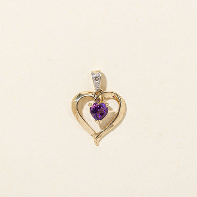 Amethyst & Diamond Open Heart Pendant | 0.40ct, 0.01ctw