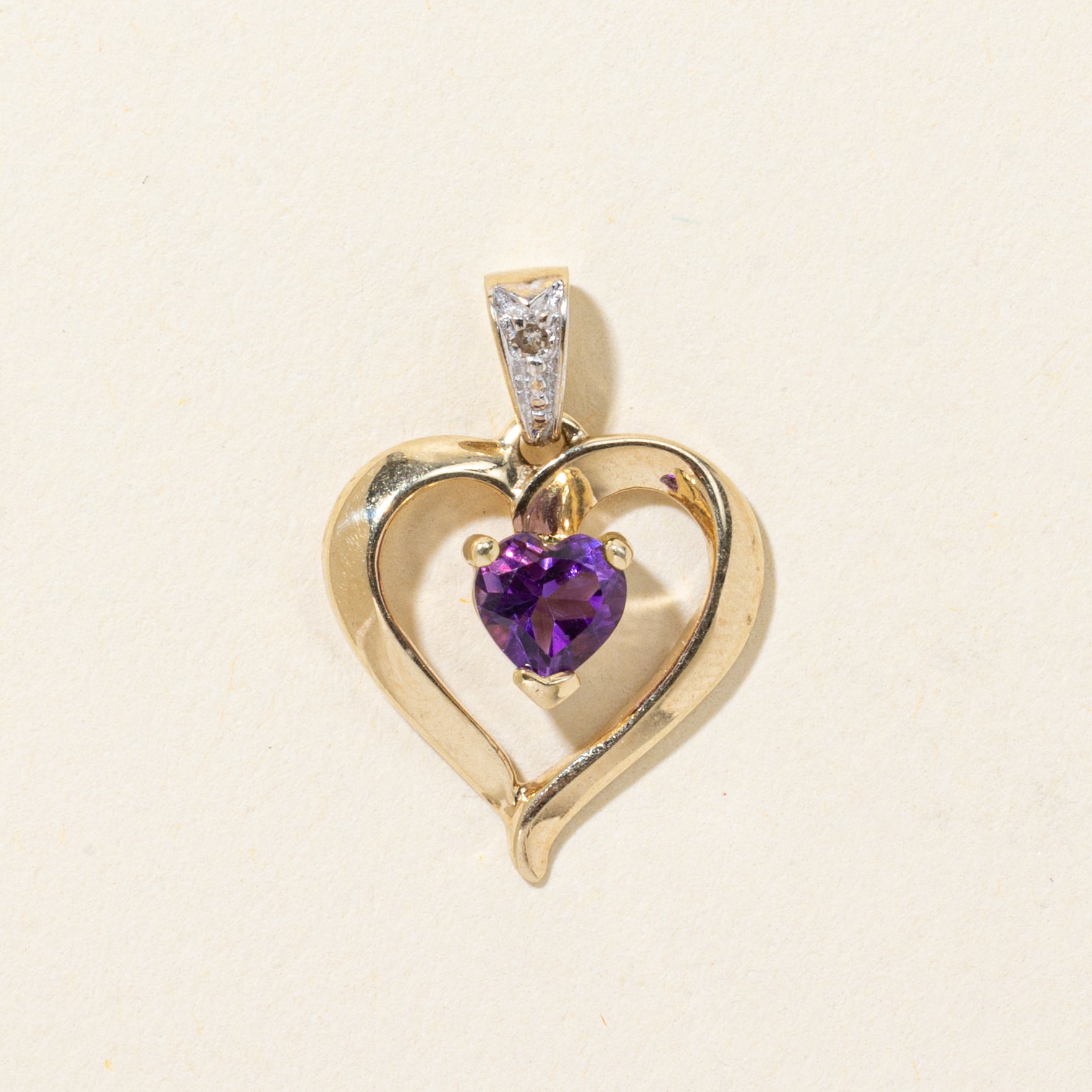 Amethyst & Diamond Open Heart Pendant | 0.40ct, 0.01ctw