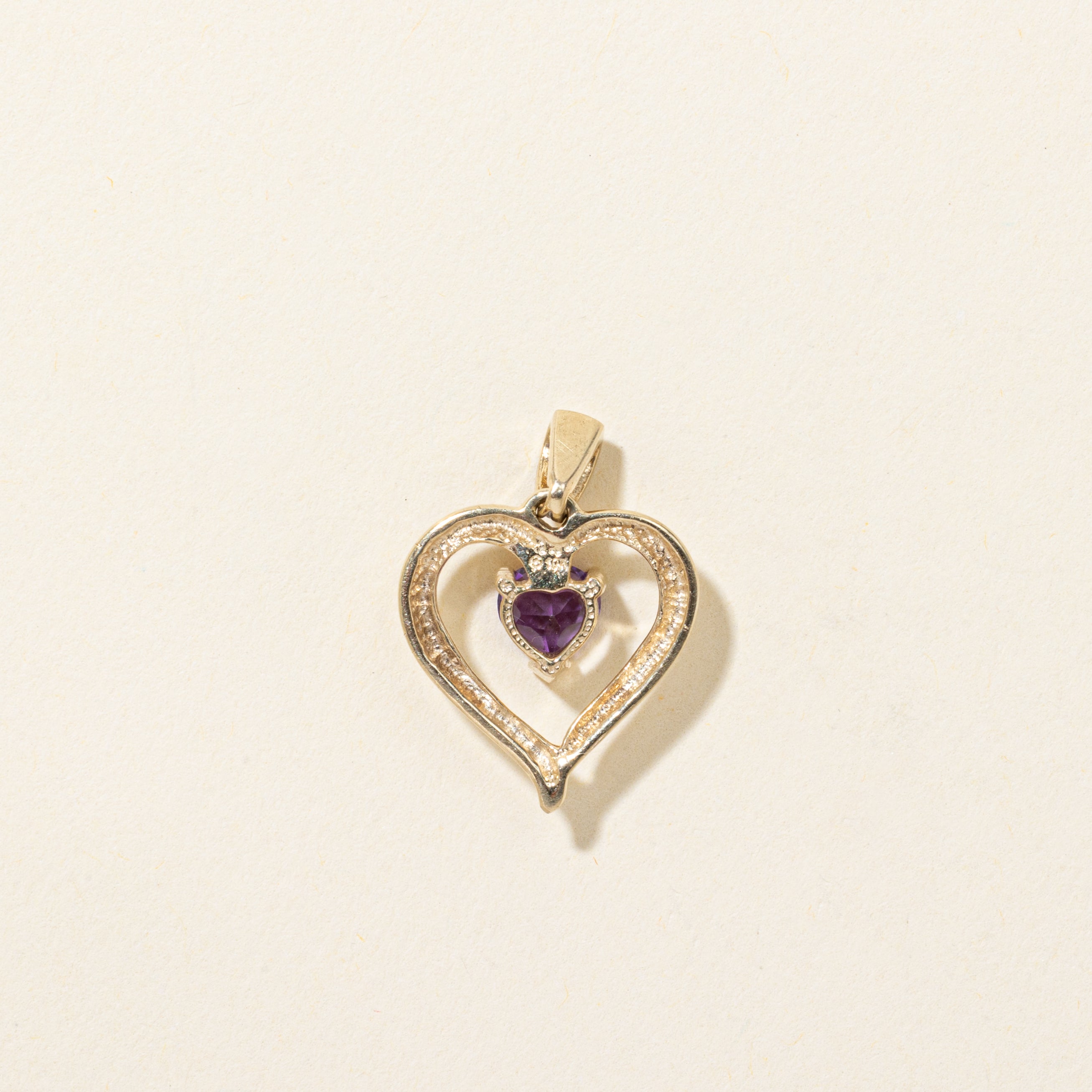 Amethyst & Diamond Open Heart Pendant | 0.40ct, 0.01ctw