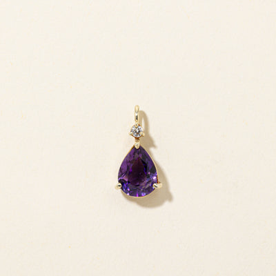 Pear Cut Amethyst & Diamond Pendant | 1.40ct, 0.03ct