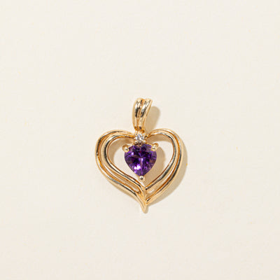 Amethyst & Diamond Openwork Heart Pendant | 0.70ct, 0.02ct
