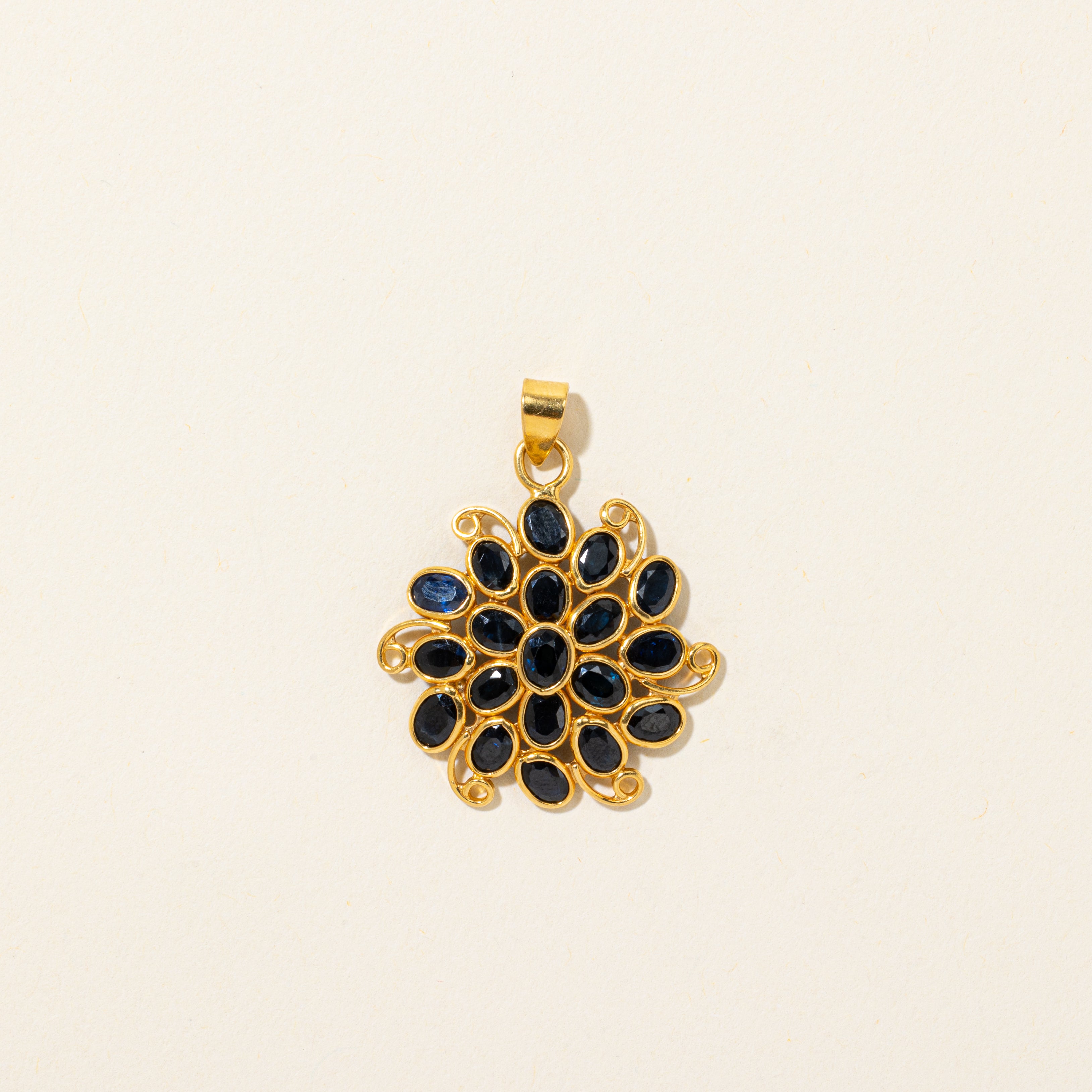 Bezel Set Scattered Sapphire Openwork Pendant | 4.00ctw