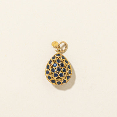 18k Bezel Set Sapphire Openwork Egg Charm | 1.10ctw