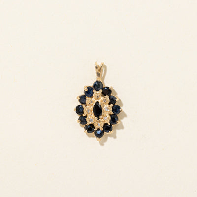 Sapphire & Diamond Petal Halo Pendant | 1.50ctw, 0.04ctw