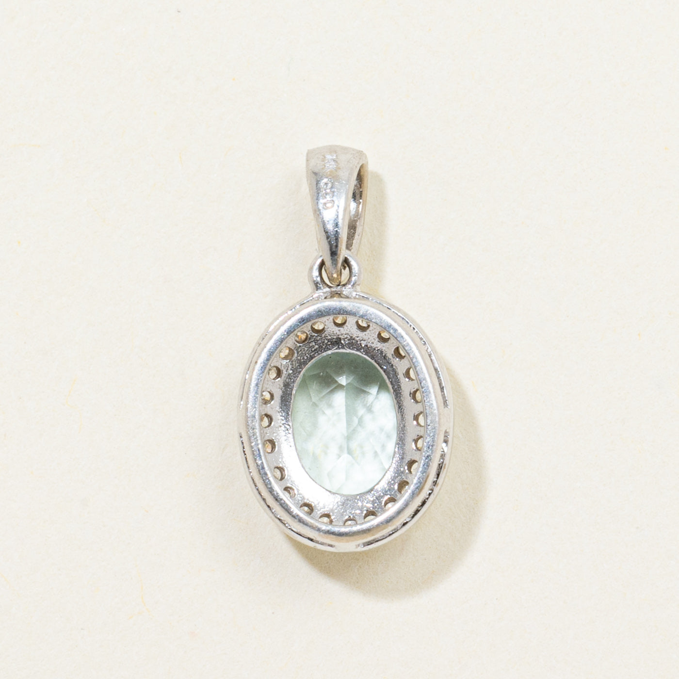 Oval Cut Aquamarine & Diamond Halo Pendant | 0.90ct, 0.15ctw