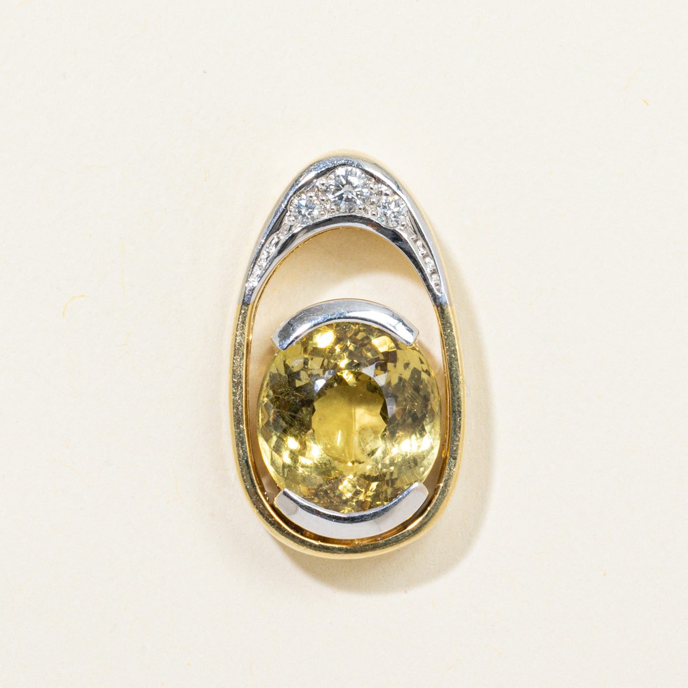 18k Two-Tone Chrysoberyl & Diamond Circle Pendant | 8.26ct, 0.13ctw