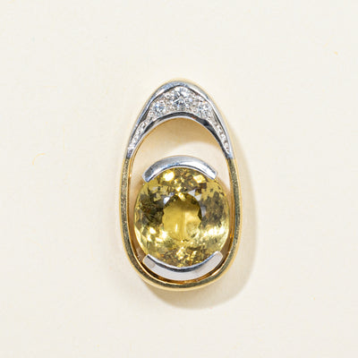 18k Two-Tone Chrysoberyl & Diamond Circle Pendant | 8.26ct, 0.13ctw