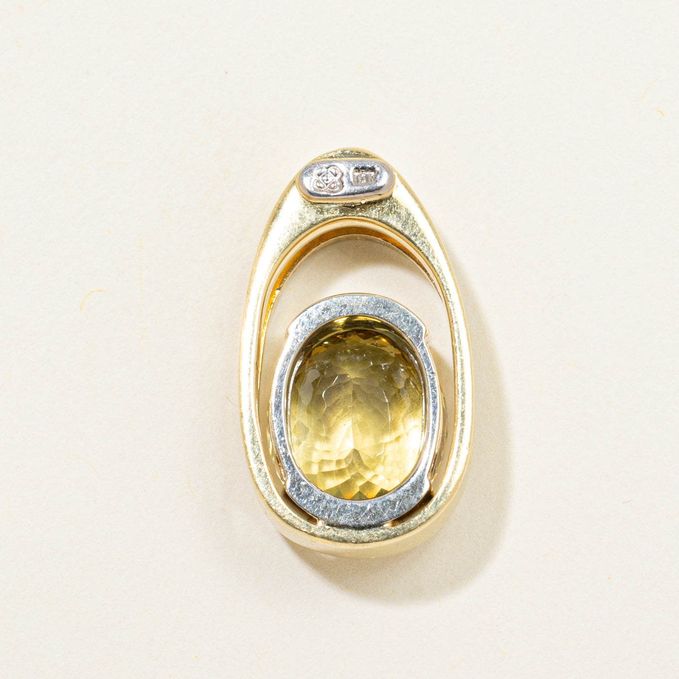 18k Two-Tone Chrysoberyl & Diamond Circle Pendant | 8.26ct, 0.13ctw
