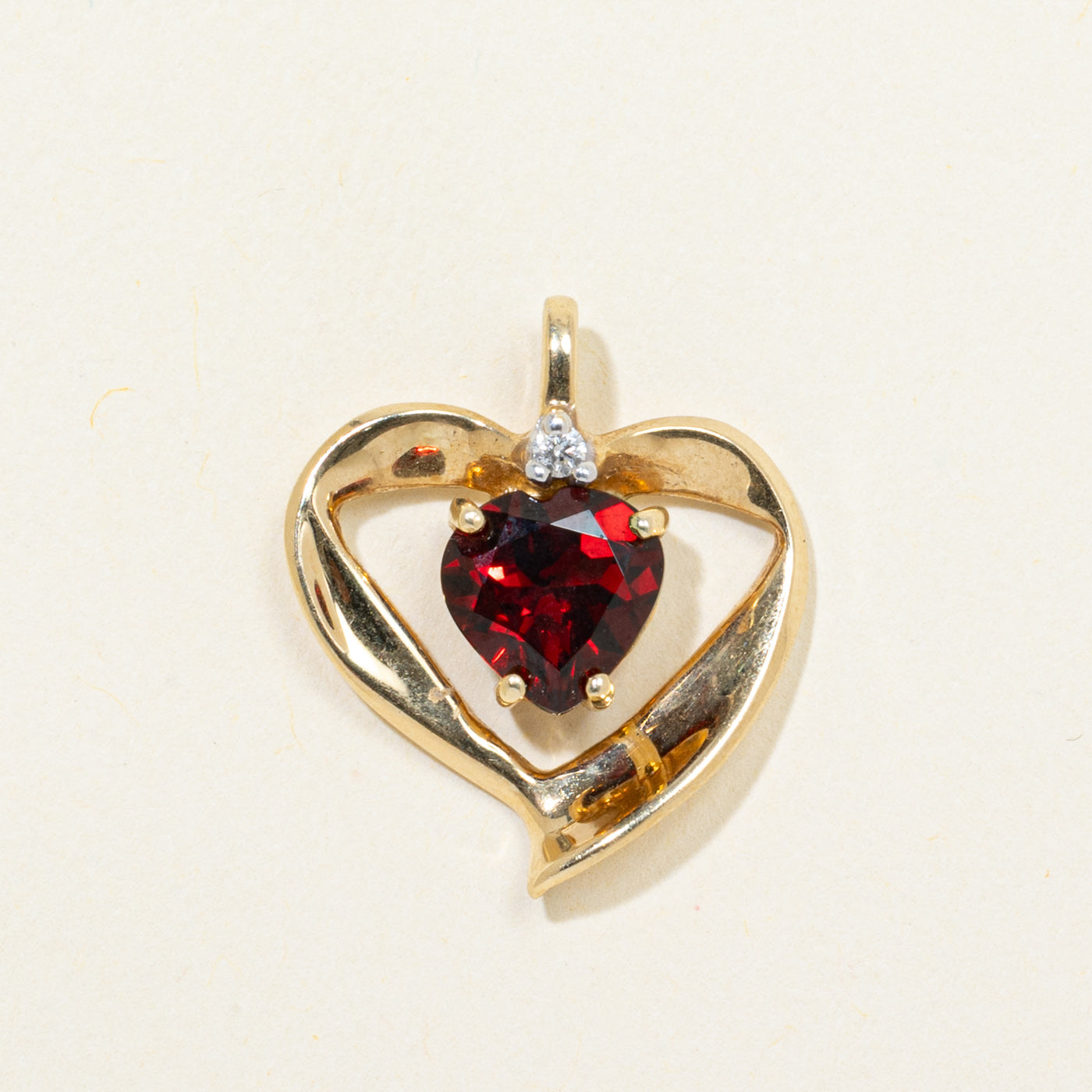 Garnet & Diamond Open Heart Pendant | 1.85ct, 0.02ct