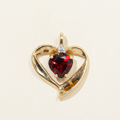 Garnet & Diamond Open Heart Pendant | 1.85ct, 0.02ct