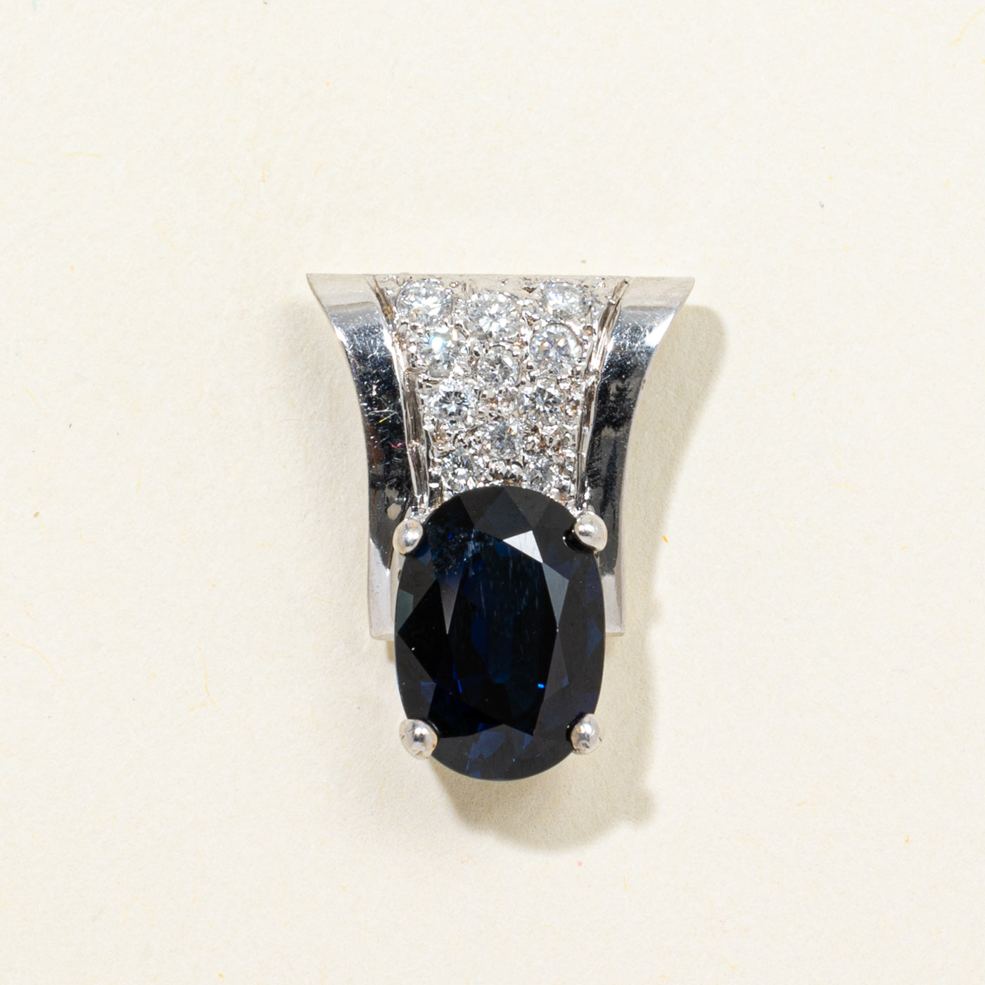 Sapphire & Pavé Set Diamond Pendant | 4.20ct, 0.12ctw