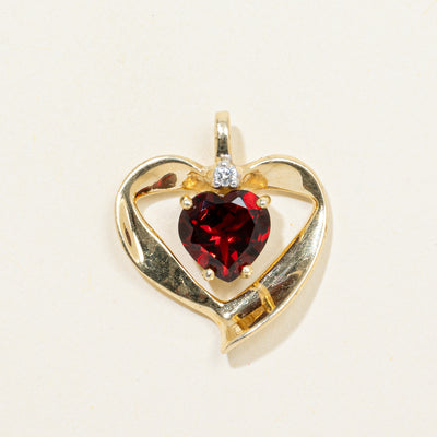 Garnet & Diamond Open Heart Pendant | 1.88ct, 0.03ct