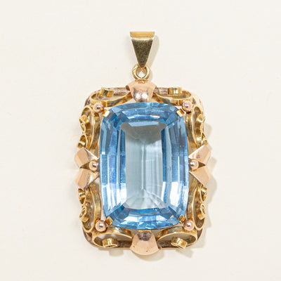 Large Blue Topaz Scrollwork Pendant | 70.40ct