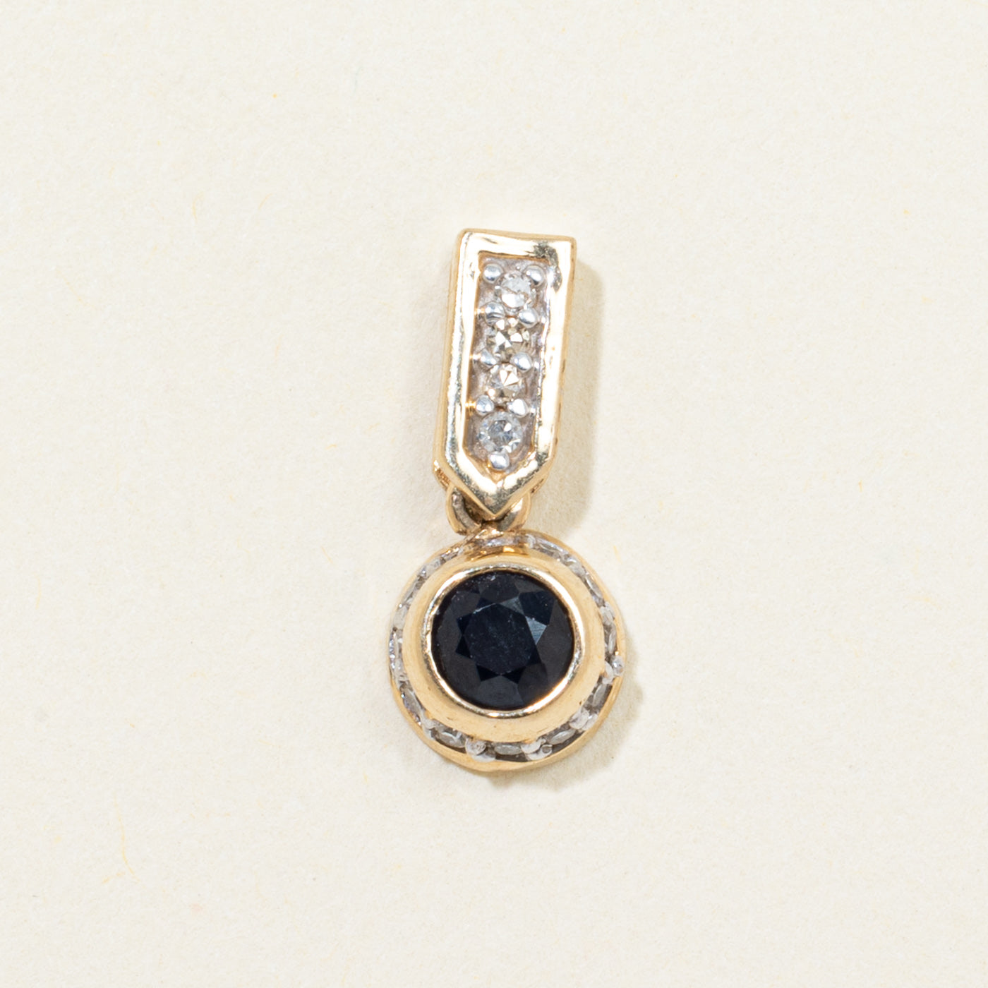 Bezel Set Sapphire & Diamond Column Pendant | 0.35ct, 0.06ctw