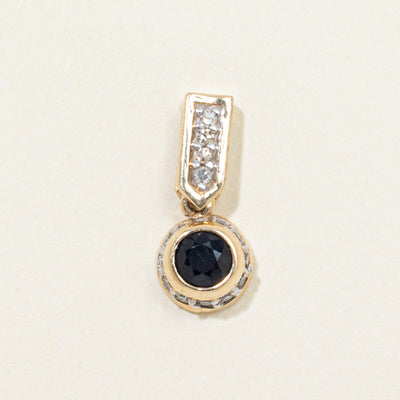 Bezel Set Sapphire & Diamond Column Pendant | 0.35ct, 0.06ctw