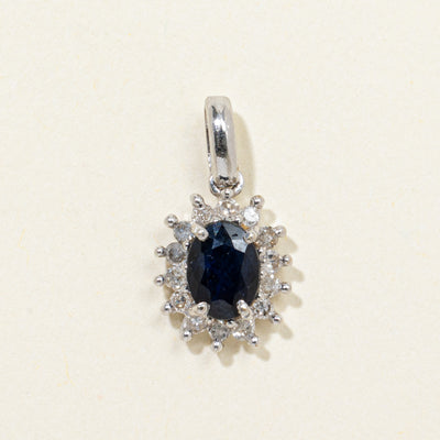Sapphire & Diamond Halo Petal Pendant | 0.58ct, 0.11ctw