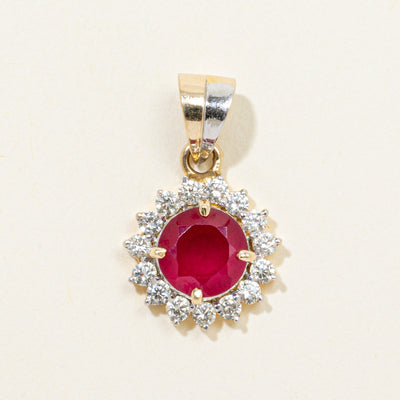Ruby & Diamond Petal Pendant | 1.48ct, 0.42ctw