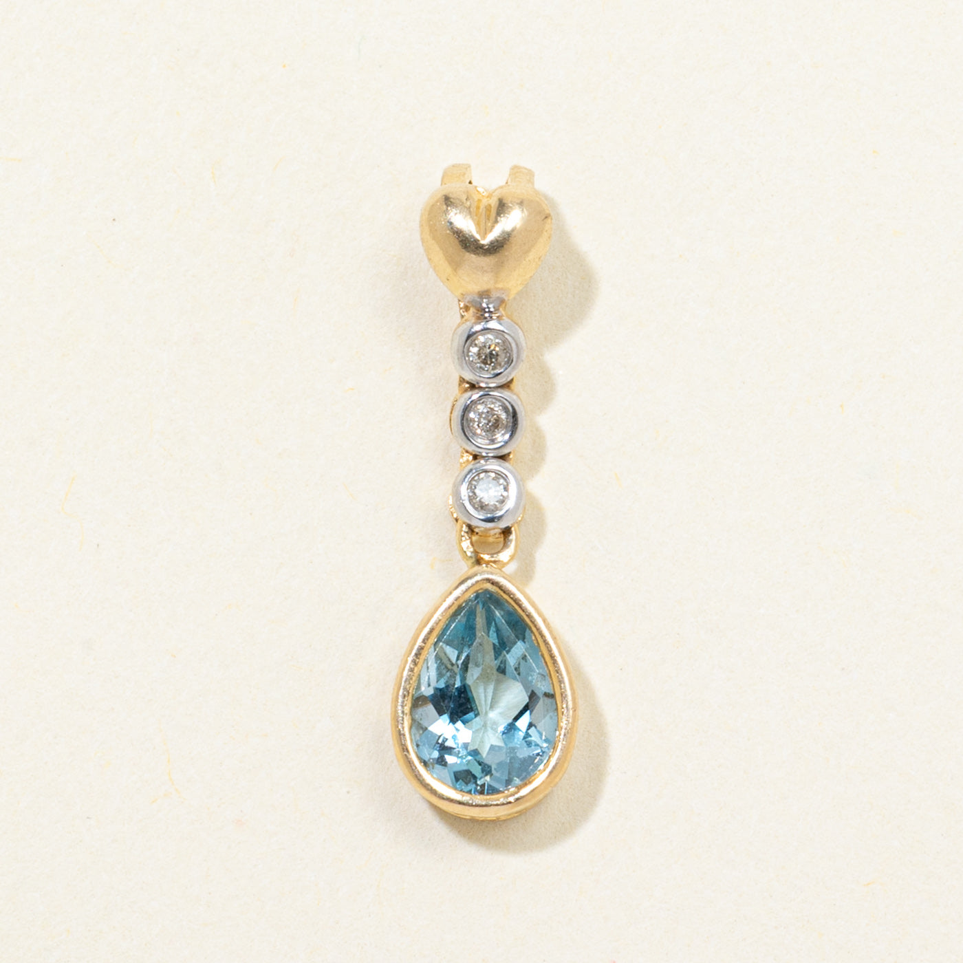 Pear Cut Blue Topaz & Diamond Drop Pendant | 0.70ct, 0.02ctw