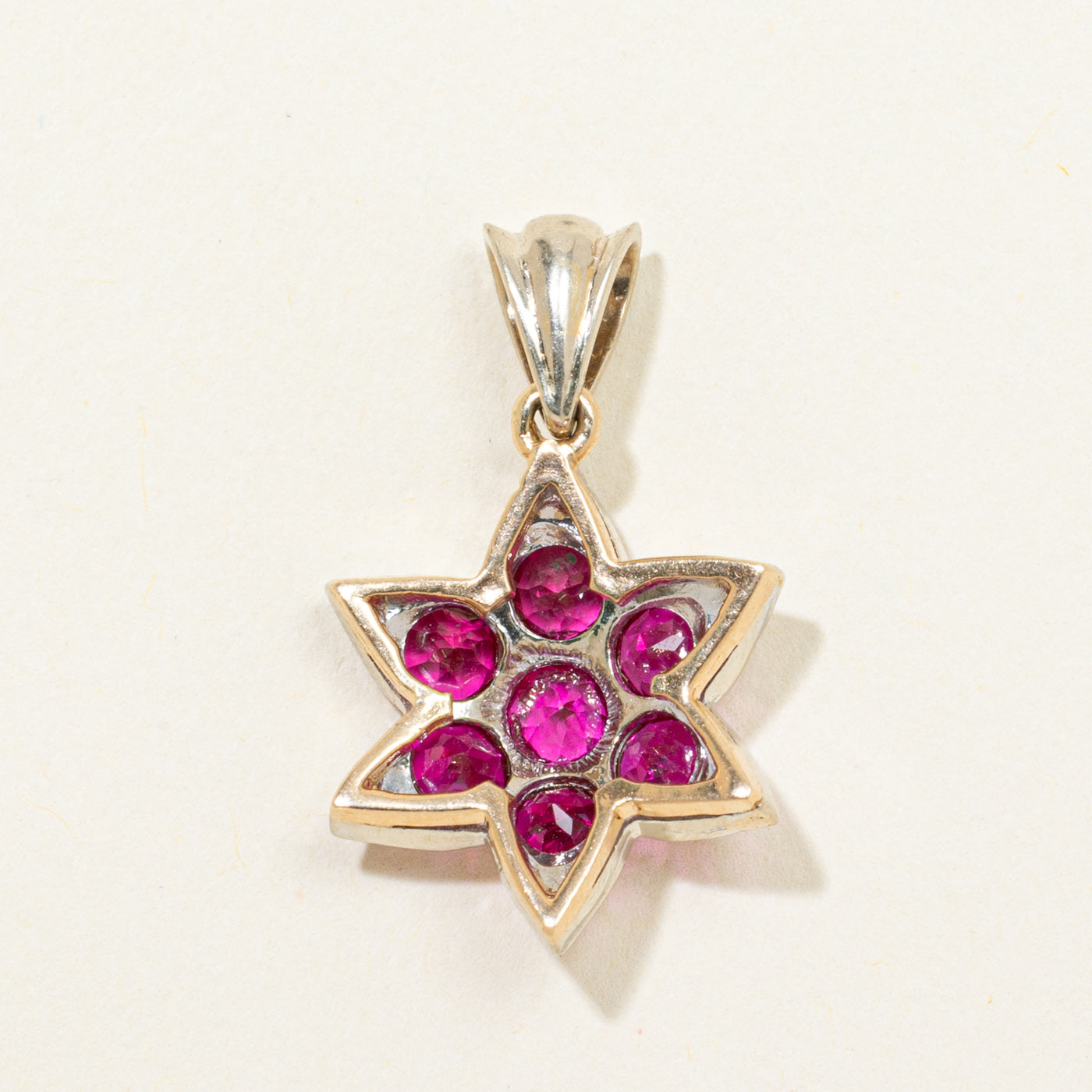 Synthetic Ruby Cluster Flower Pendant | 1.89ctw
