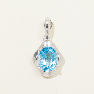 White Gold Blue Topaz Pendant | 2.00ct
