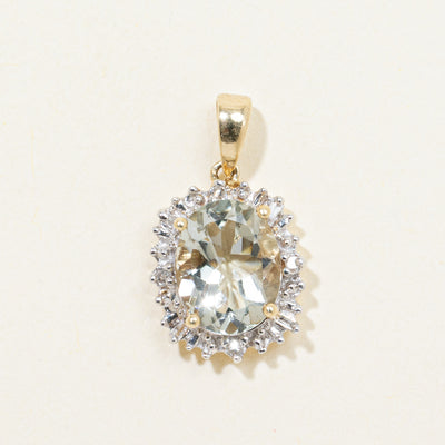 Prasiolite & Diamond Petal Pendant | 1.67ct, 0.04ctw