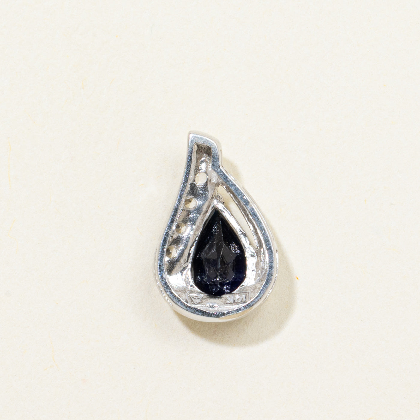 Pear Cut Sapphire & Diamond Pendant | 0.90ct, 0.07ctw