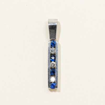 Channel Set Diamond & Sapphire Column Pendant | 0.08ctw, 0.07ctw