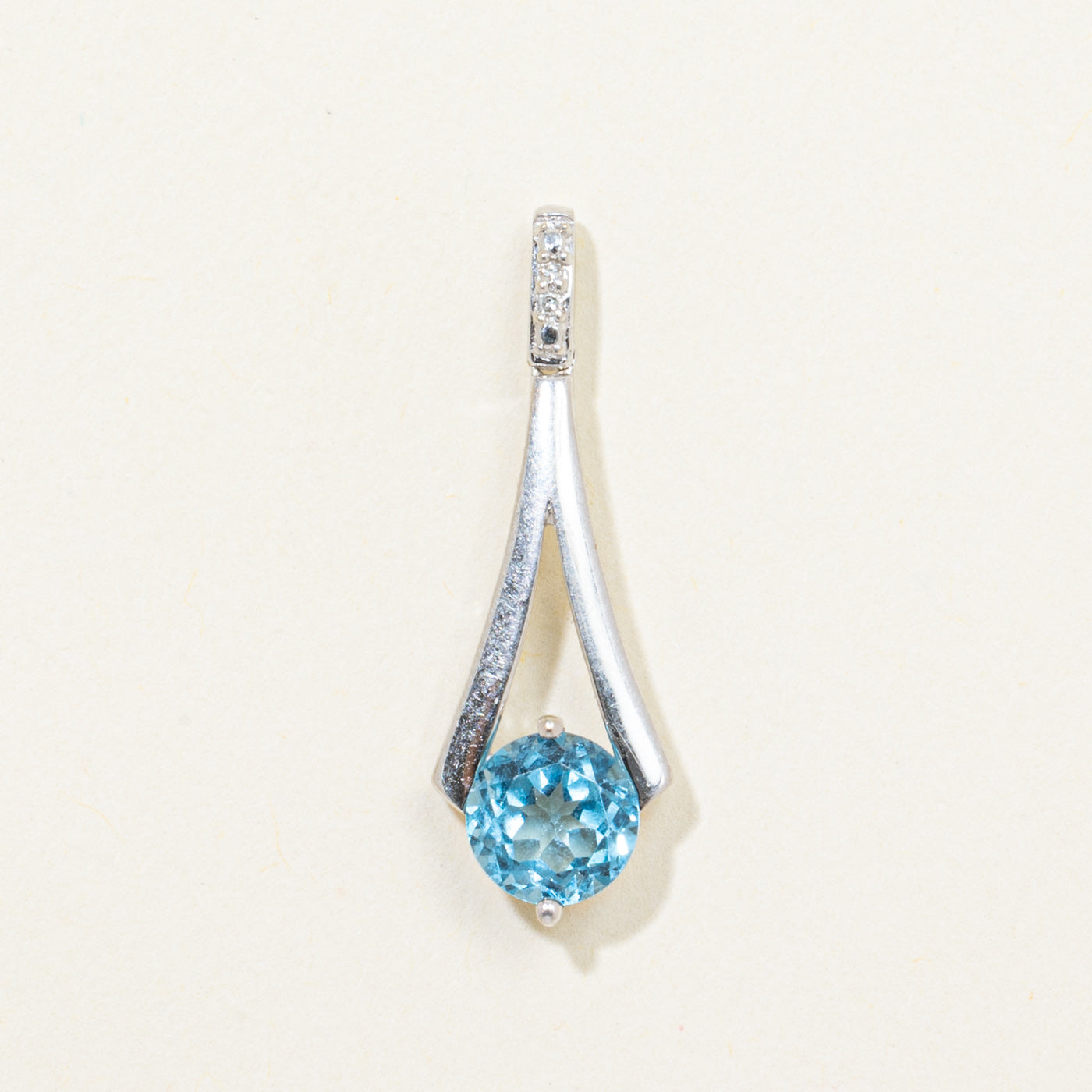 Blue Topaz & Diamond Drop Pendant | 0.95ct, 0.01ctw