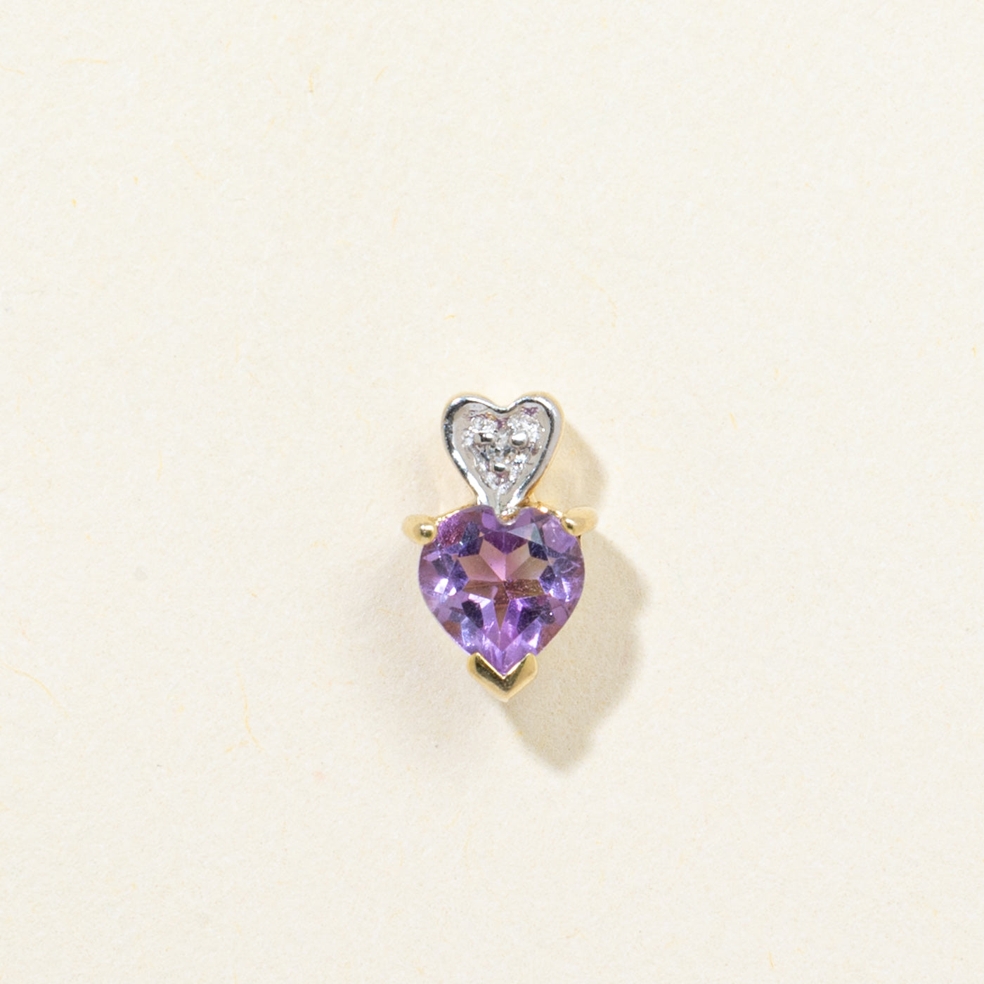 Heart Cut Amethyst & Diamond Pendant | 0.30ct, 0.005ct