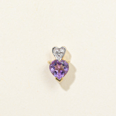 Heart Cut Amethyst & Diamond Pendant | 0.30ct, 0.005ct