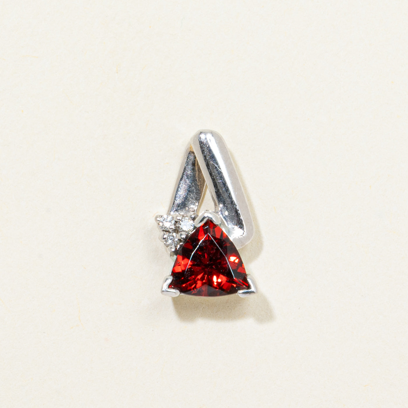 Trillion Cut Garnet & Diamond Pendant | 0.65ct, 0.02ctw