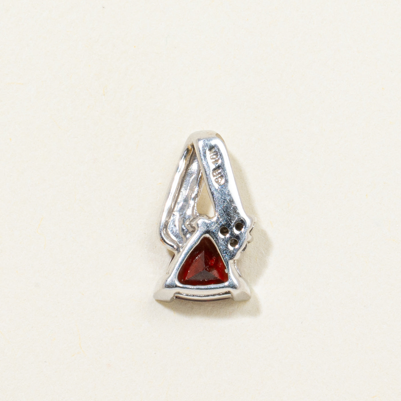 Trillion Cut Garnet & Diamond Pendant | 0.65ct, 0.02ctw