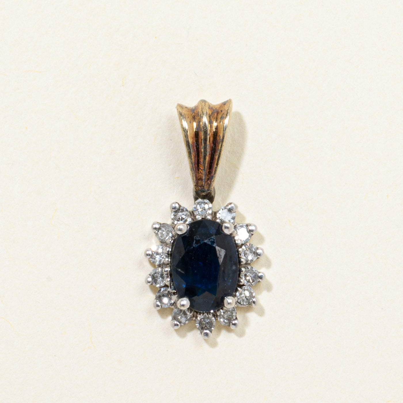 Sapphire & Diamond Halo Petal Pendant | 0.68ct, 0.11ctw