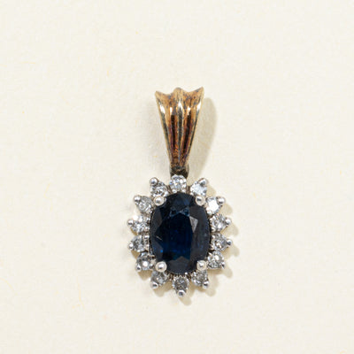 Sapphire & Diamond Halo Petal Pendant | 0.68ct, 0.11ctw