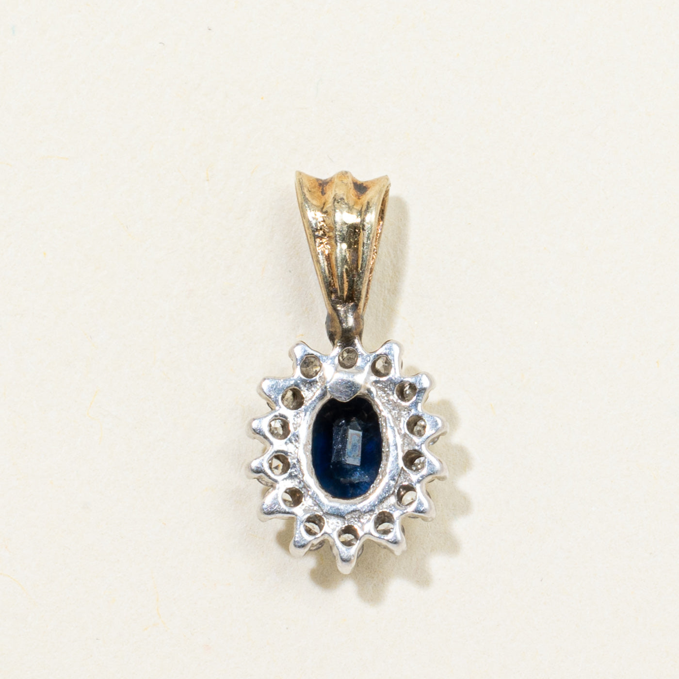 Sapphire & Diamond Halo Petal Pendant | 0.68ct, 0.11ctw
