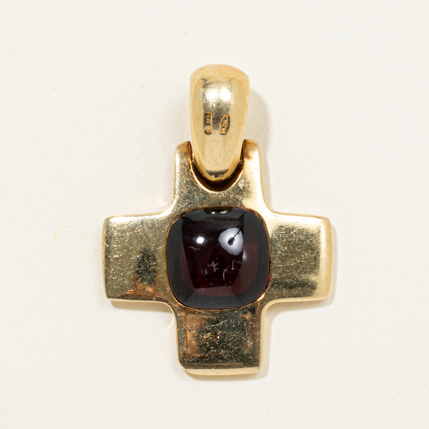 18k Garnet Swiss Cross Pendant | 5.00ct
