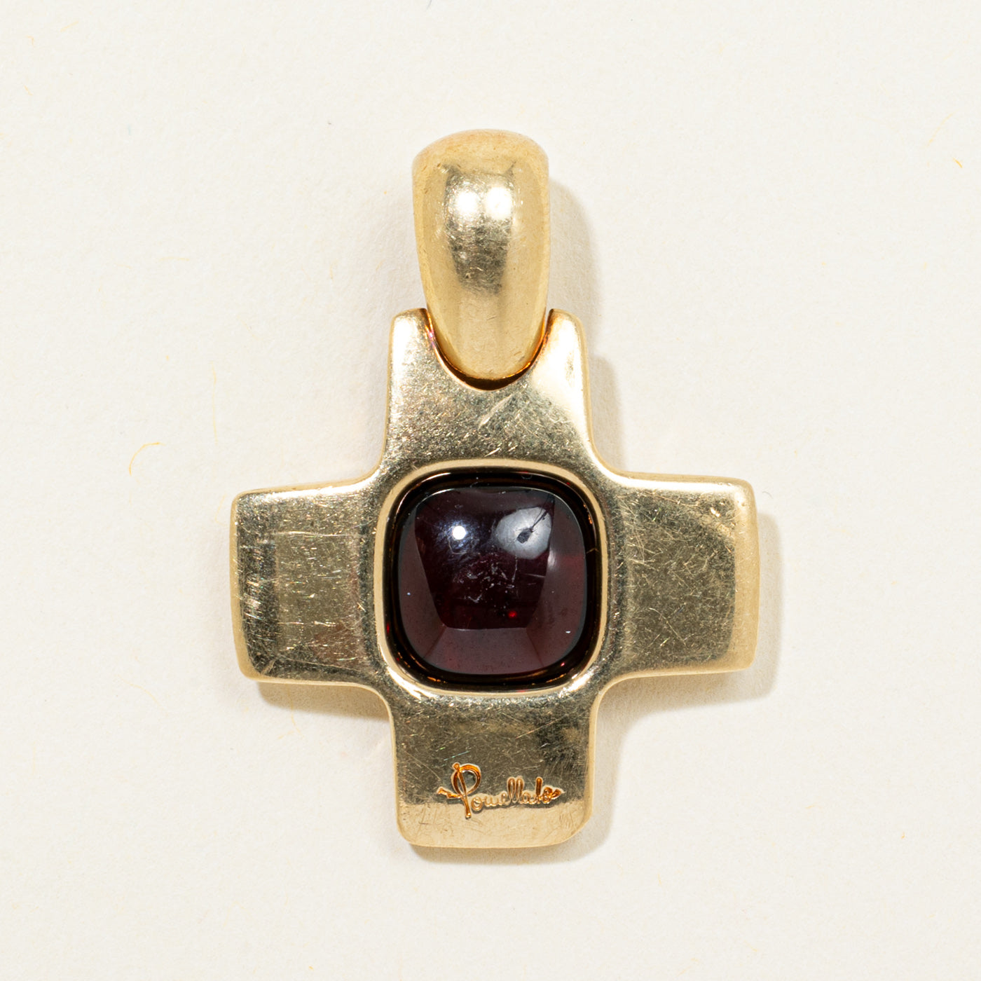 18k Garnet Swiss Cross Pendant | 5.00ct