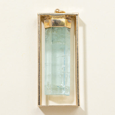 Aquamarine Crystal Long Column Pendant | 60.00ct